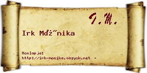 Irk Mónika névjegykártya